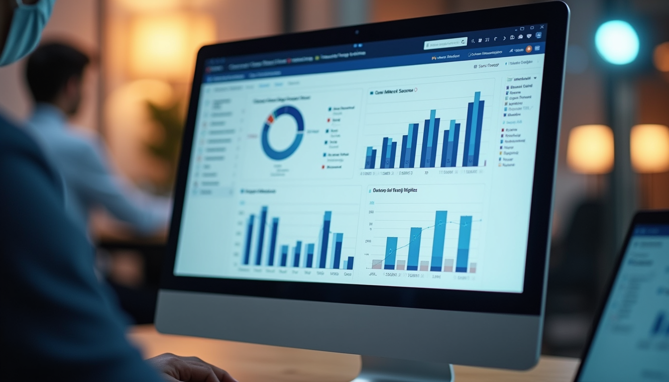 Eye-level view of a clean, modern dashboard screen showing marketing analytics data